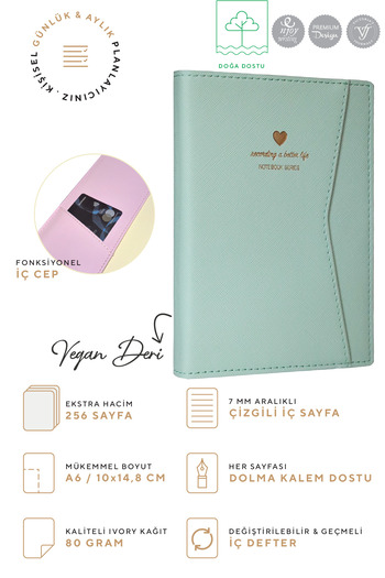 Victoria's Journals A6 Ivory 128 Sheets - Notebook with Snap and Pocket