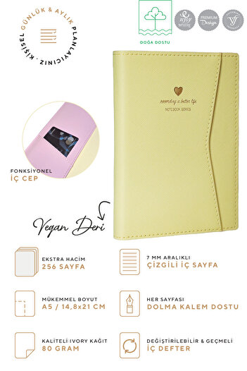 Victoria's Journals A5 Ivory 128 Sheets - Notebook with Snap and Pocket