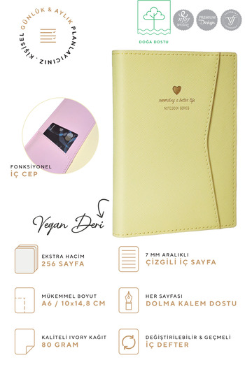 Victoria's Journals A6 Ivory 128 Sheets - Notebook with Snap and Pocket