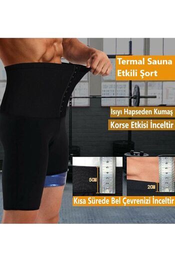 MİSTİRİK Sauna-Shorts Erevsa Men's High Waist Sauna Sports Shorts with Lifting and Firming Effect