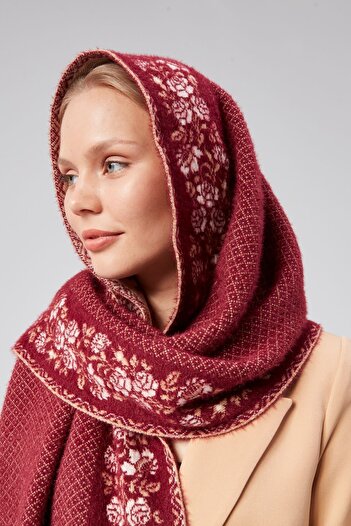 panşalço Burgundy Beard Neck Shawl