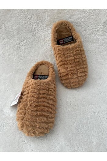 MODA SENİ Women's Winter Plush Slippers - Soft and Comfortable Coffee Color Indoor Slippers