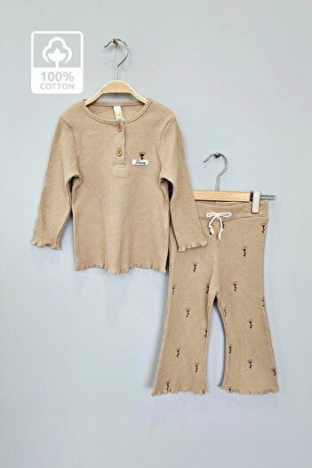 Via Girls Girl's Spanish Design Mink T-Shirt and Leggings Set - 100% Cotton, 1-4 Years Clothing
