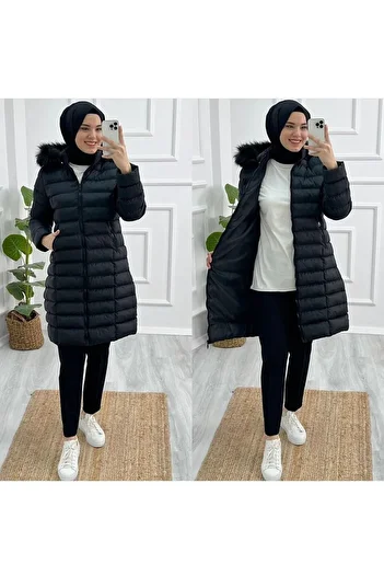 Parla Afra Keep Warm Παλτό με κουκούλα από ίνες πλήρους πλήρωσης