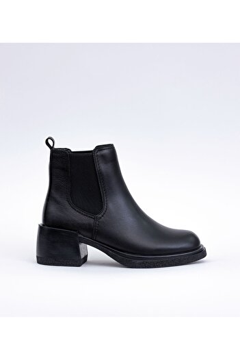 Bulls & Gulls Genuine Leather Thick Heeled Women's Chelsea Boots