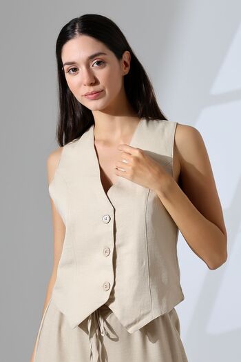 Butik Beyza Φόδρα λινό γιλέκο