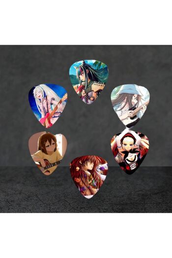cantekin Gitar Pena 6 Adet Anime Baskılı 0.50mm Gitar Penası Çift Taraf Baskılı