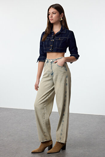 Trendyol Collection Jeansy Baggy z wysokim stanem Barrel w kolorze jasnoniebieskim - Twoaw25Je00058