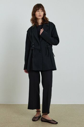 Hooopstore CUSTOM STITCHED BLAZER JACKET - BLACK