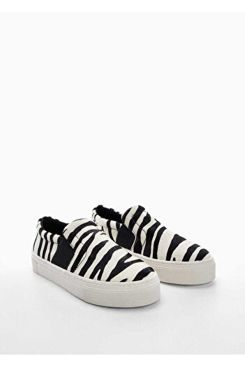 MANGO Woman Furry Leather Sneakers