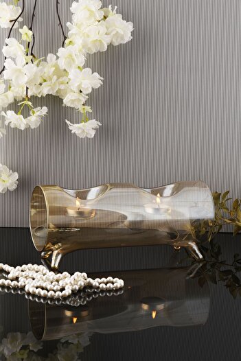 ANGDESİGN AngDesign 2'li Sıralı Ayaklı Dekoratif Cam Mumluk Bal