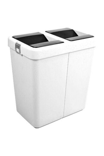 ego home Mote White Double Trash Can Bucket with Sensitive Lid Double Lid White 80 Lt