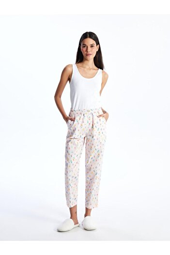LC Waikiki Pantaloni de pijama pentru femei cu model elastic în talie imprimat roz deschis (S4)