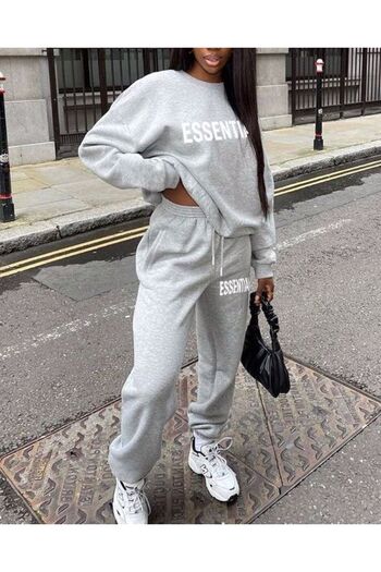 Pink Sky Σετ φόρμας Essentials με στάμπα Oversize Crew Neck