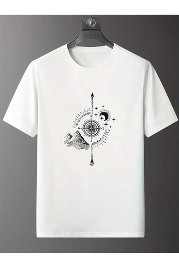 Pink Sky Unisex Oversize Crew Neck T-Shirt - Moon & Mountain Printed