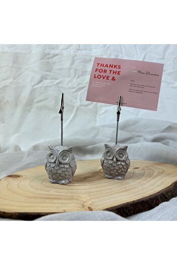 oasis decoration Gray-mink Antique Owl 2-Piece Note Holder Set