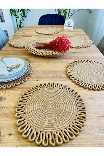 JÜTEX HOME 7-Piece Jute Wicker American Service Plug and Basket Set