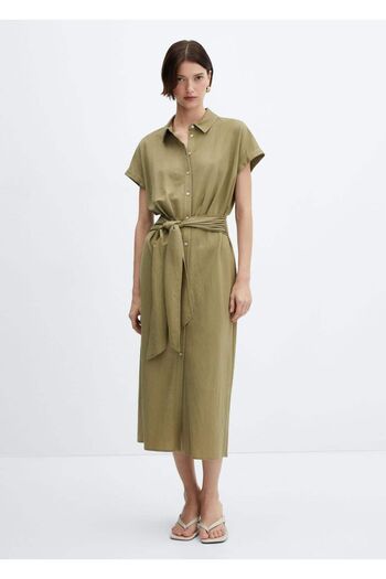 MANGO Woman Shirt Dress - Belt Detailed