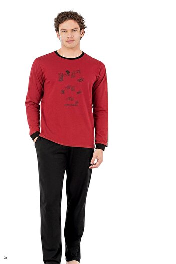 Pierre Cardin 6069 Men's Crew Neck Long Sleeve Pajama Set