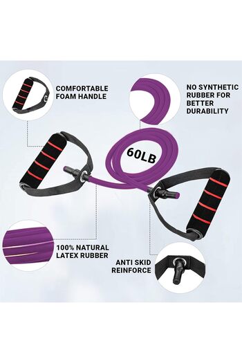 anythingbasic ab.Resistance Tube of Size 1200 * 7 * 11 mm For home exercise| Men and Women (Purple)