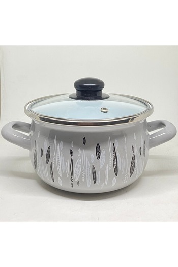 Avşar 2 Liter Enameled Home - 18 cm Decorated Pot