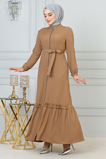 Moda Ebva Mink Ferace - with Frill Detail and Zipper, Model-5544
