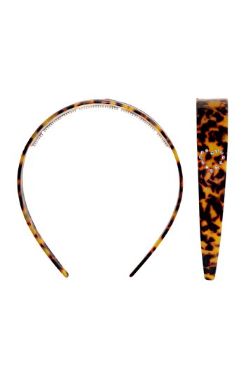 Roberta Lorenz Leopard Patterned Crystal Stone Acetate Crown