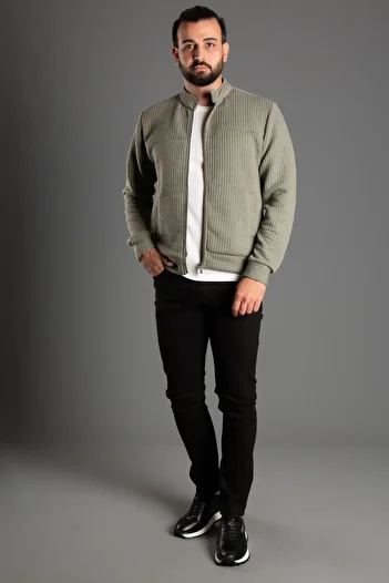 ZEKİ ÖZER Men's Khaki Fittle Cardigan