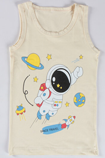 MADALİNA 95% Cotton 3-Piece Astronaut Printed Athlete Set for Boy