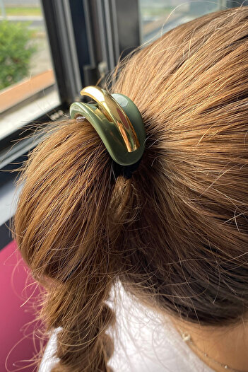 TAKIŞTIR Green Color Metal Detailed Rubber Buckle