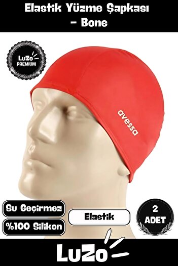LuZo Premium Series Waterproof Silicone Swimmer - Pool and Sea Cap, Set of 2 Elastic Swimming Caps