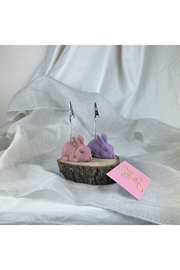 oasis decoration Antique Pink - Purple Rabbit 2 Piece Note Holder Set, Photo Holder