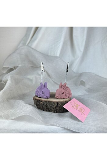 oasis decoration Antique Pink - Purple Rabbit 2 Piece Note Holder Set, Photo Holder