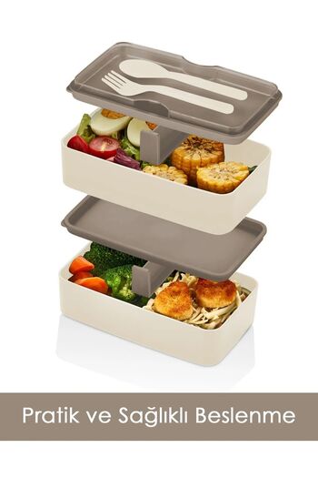Cosiness Green Jumbo Rectangular Two-Layer Lunch Box - Lunch Storage Box