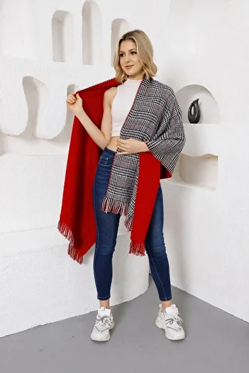 SHIEBA Double sided puff texture soft knitwear shawl, scarf