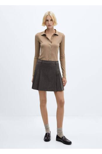 MANGO Woman Ribbed Knitwear Shirt