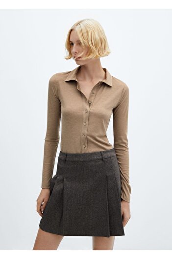 MANGO Woman Ribbed Knitwear Shirt