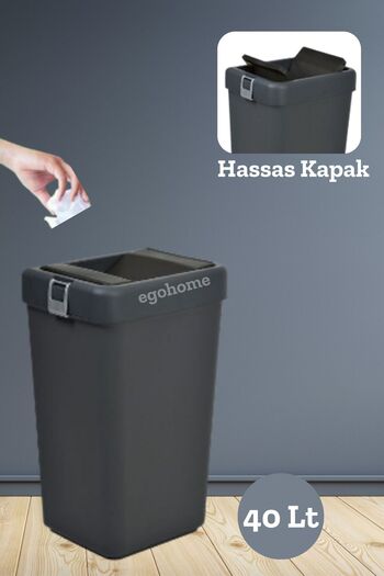 ego home Mote Black 40 Lt Trash Can Sensitive Lid Trash Can Practical Cover Egohomechöpkutusiyah