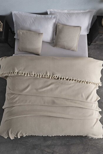 LADYNİL Μπεζ Διπλό Φυσικό Κάλυμμα Κρεβατιού - 210x240
