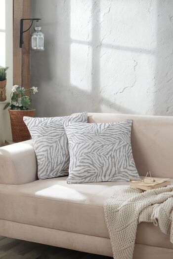 LADYNİL Zebra 2-Piece Anthracite Throw Pillow Cover - 45x45 Zippered