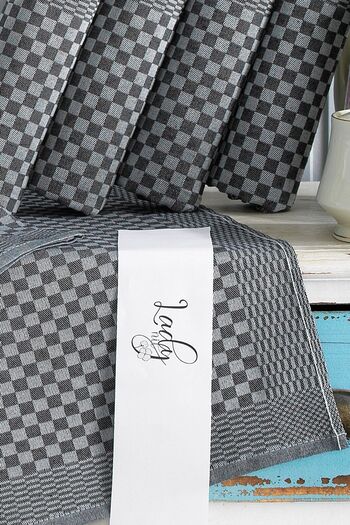 LADYNİL 5 Pack Black Kitchen Napkin Checkerboard Patterned Cotton