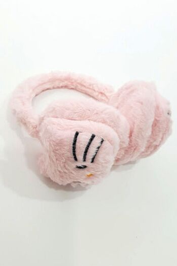 PETEK AKSESUAR Pink Winter Plush Furry Protective Earmuff - Std Cat