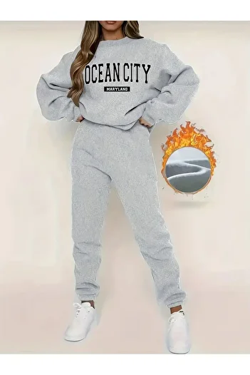 Pink Sky Σετ αθλητικής φόρμας Ocean City Maryland Printed Oversize - Crew Neck
