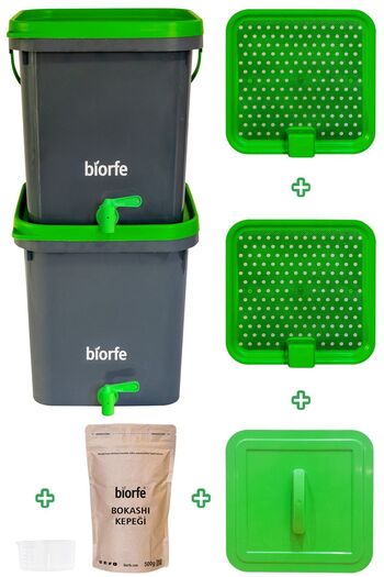 Biorfe 3 kg Bokashi Bran 18 L Compost Bucket Set of Two