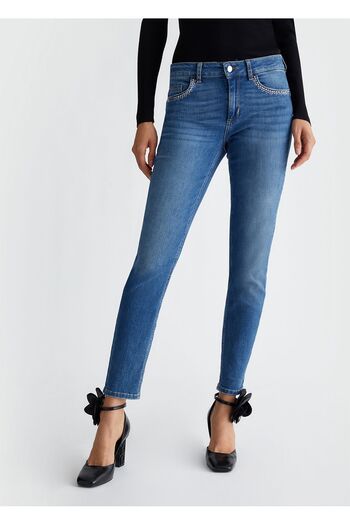 Liu Jo Stone Detailed Women's Denim Trousers - Uf4013d4448-78801