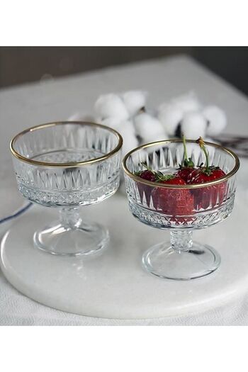 Paşabahçe Elysia Golden Touch Gilded Ice Cream Bowl 2-Piece 51749