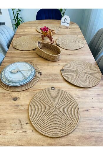 JÜTEX HOME 7-Piece Jute Wicker American Service Plug and Basket Set