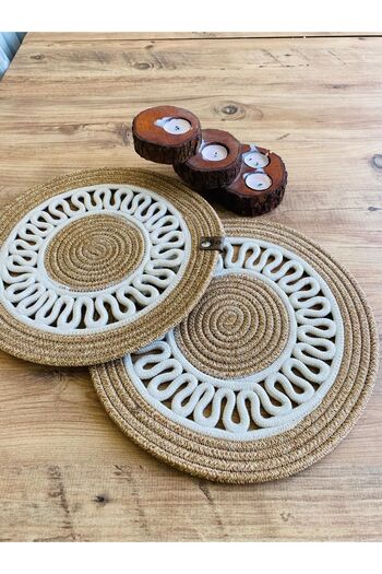 JÜTEX HOME 2-Piece Jute Straw Placemat Set