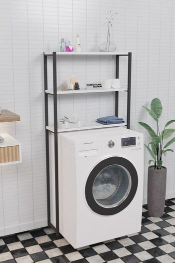 CMKStore Πάνω από το πλυντήριο ρούχων Organizer Ράφι Ντουλάπα μπάνιου Ράφι πάνω από το ράφι του ντουλαπιού του πλυντηρίου λευκό