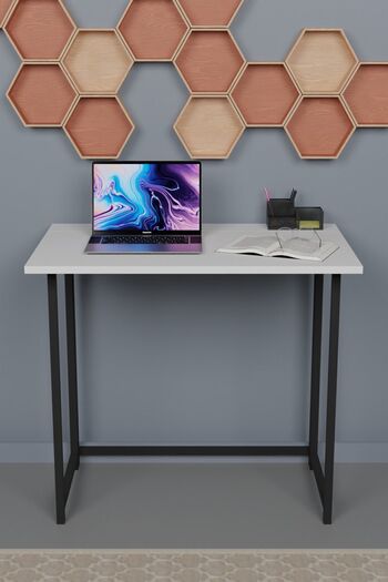 CMKStore Katlanır Çalışma Masası 50 X 80 Cm Bilgisayar Laptop Mutfak Katlanır Masa Beyaz